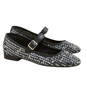 🆕{J.Crew} Mesh Mary Jane Ballet Flats With Sequins